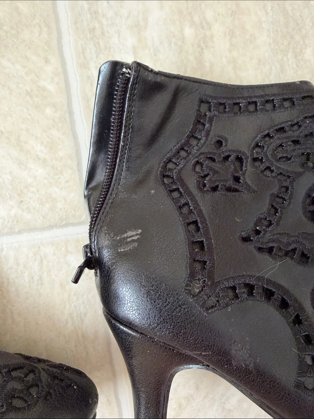 Black Textured Booties